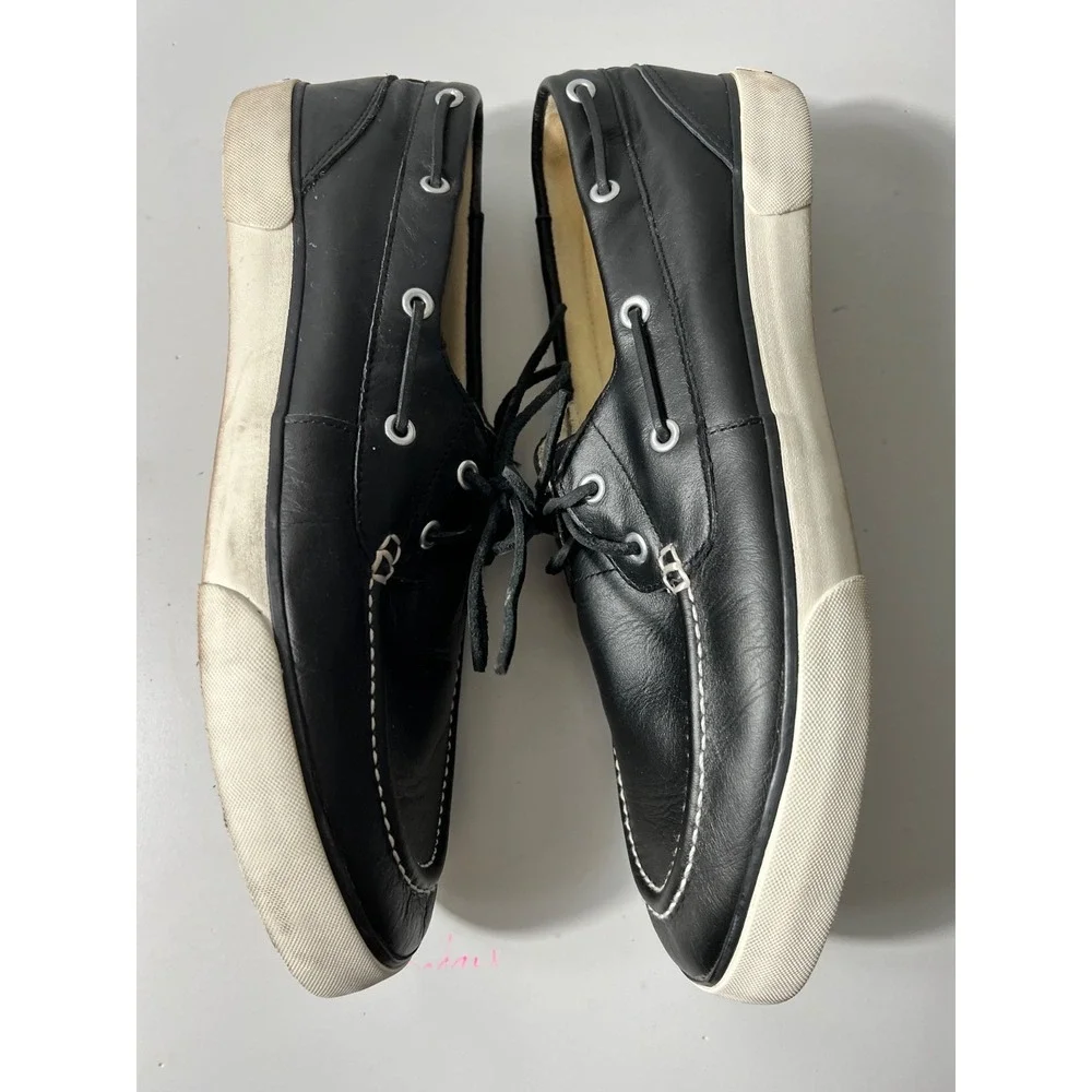 Polo Ralph Lauren‎ Mens Size 12 D Sander Leather Casual Loafers Boat Black Shoes